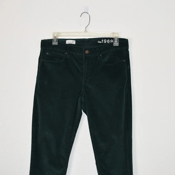 GAP 1969 Fine Corduroy Legging Jean Sz 29R Pants 5 Pocket Mid Rise Green Boho - Picture 2 of 15